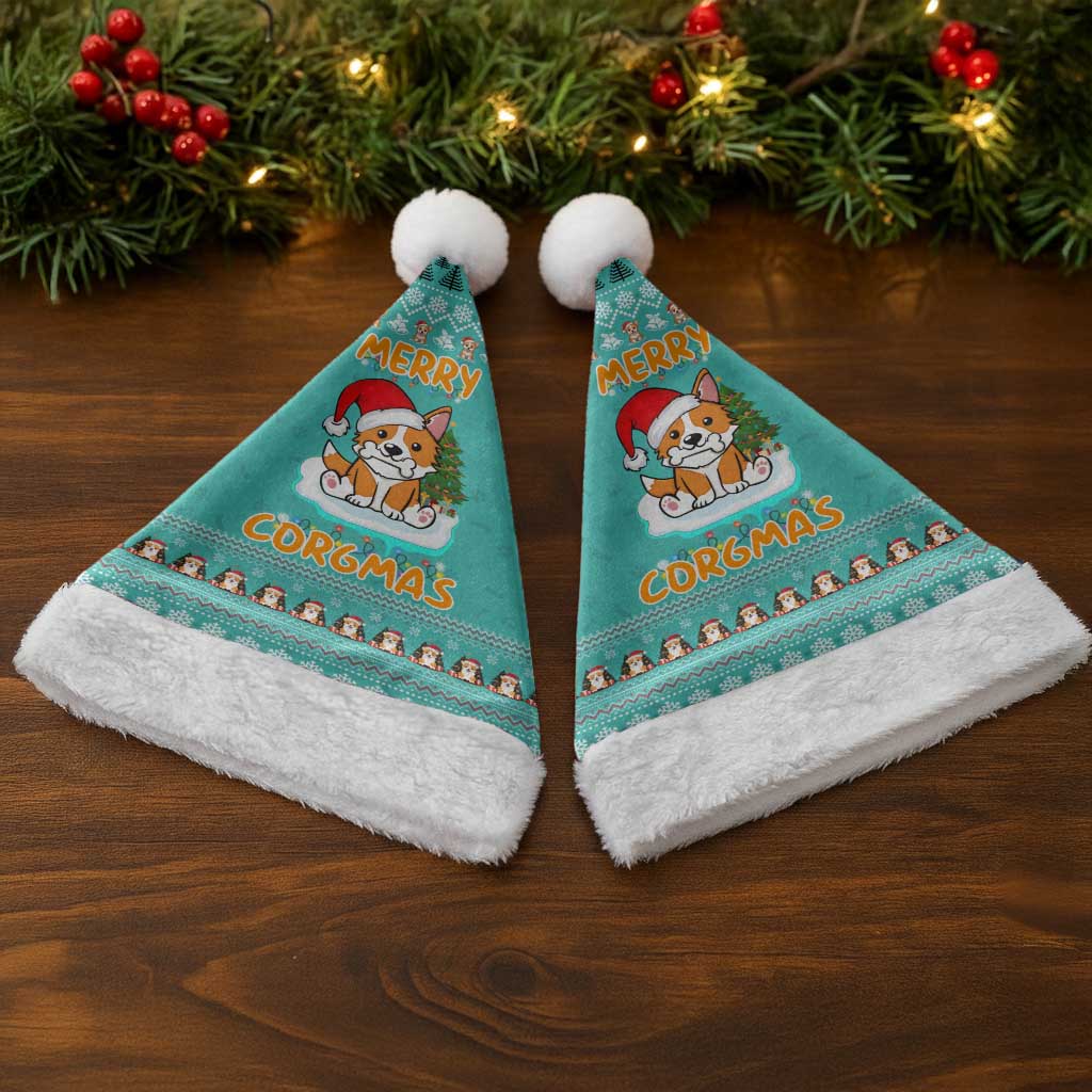 Funny Dog Merry Corgmas Christmas Santa Hat Xmas Holiday Patterns - Wonder Print Shop