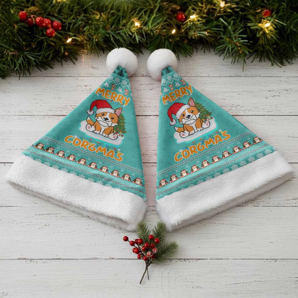 Funny Dog Merry Corgmas Christmas Santa Hat Xmas Holiday Patterns - Wonder Print Shop