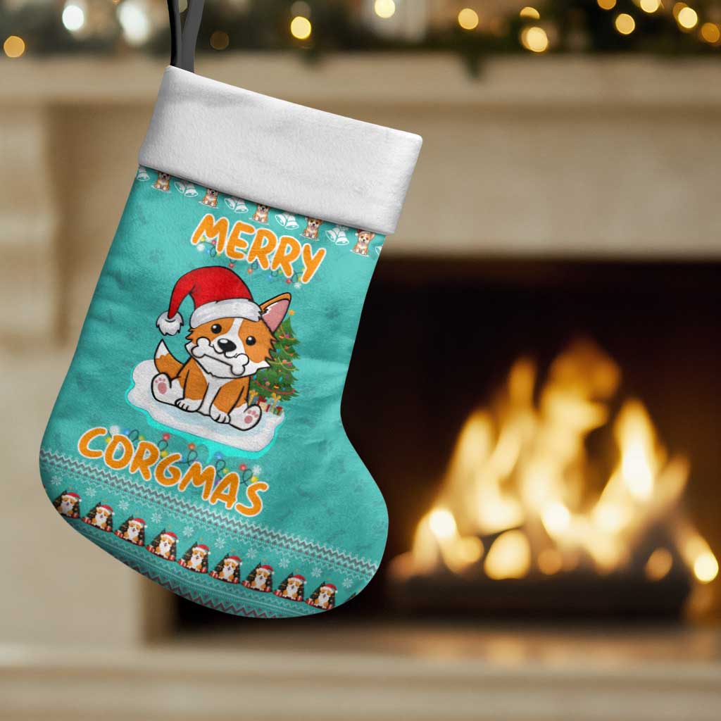 Funny Dog Merry Corgmas Christmas Stocking Xmas Holiday Patterns - Wonder Print Shop