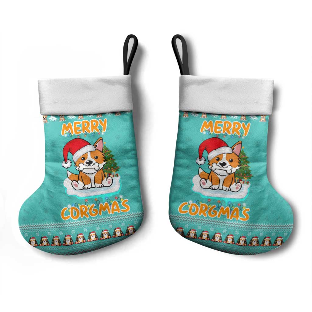 Funny Dog Merry Corgmas Christmas Stocking Xmas Holiday Patterns - Wonder Print Shop