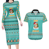 Funny Dog Merry Corgmas Christmas Couples Matching Long Sleeve Bodycon Dress and Hawaiian Shirt Xmas Holiday Patterns - Wonder Print Shop