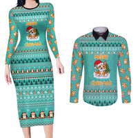 Funny Dog Merry Corgmas Christmas Couples Matching Long Sleeve Bodycon Dress and Long Sleeve Button Shirt Xmas Holiday Patterns - Wonder Print Shop