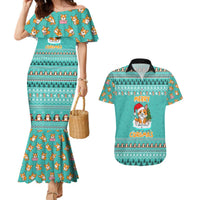 Funny Dog Merry Corgmas Christmas Couples Matching Mermaid Dress and Hawaiian Shirt Xmas Holiday Patterns - Wonder Print Shop