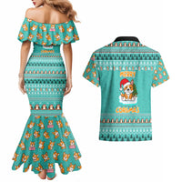Funny Dog Merry Corgmas Christmas Couples Matching Mermaid Dress and Hawaiian Shirt Xmas Holiday Patterns - Wonder Print Shop