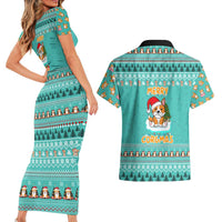 Funny Dog Merry Corgmas Christmas Couples Matching Short Sleeve Bodycon Dress and Hawaiian Shirt Xmas Holiday Patterns - Wonder Print Shop