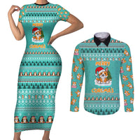 Funny Dog Merry Corgmas Christmas Couples Matching Short Sleeve Bodycon Dress and Long Sleeve Button Shirt Xmas Holiday Patterns - Wonder Print Shop