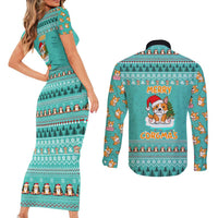 Funny Dog Merry Corgmas Christmas Couples Matching Short Sleeve Bodycon Dress and Long Sleeve Button Shirt Xmas Holiday Patterns - Wonder Print Shop