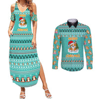 Funny Dog Merry Corgmas Christmas Couples Matching Summer Maxi Dress and Long Sleeve Button Shirt Xmas Holiday Patterns - Wonder Print Shop