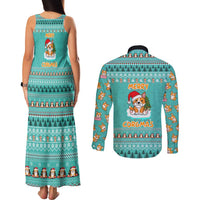 Funny Dog Merry Corgmas Christmas Couples Matching Tank Maxi Dress and Long Sleeve Button Shirt Xmas Holiday Patterns - Wonder Print Shop