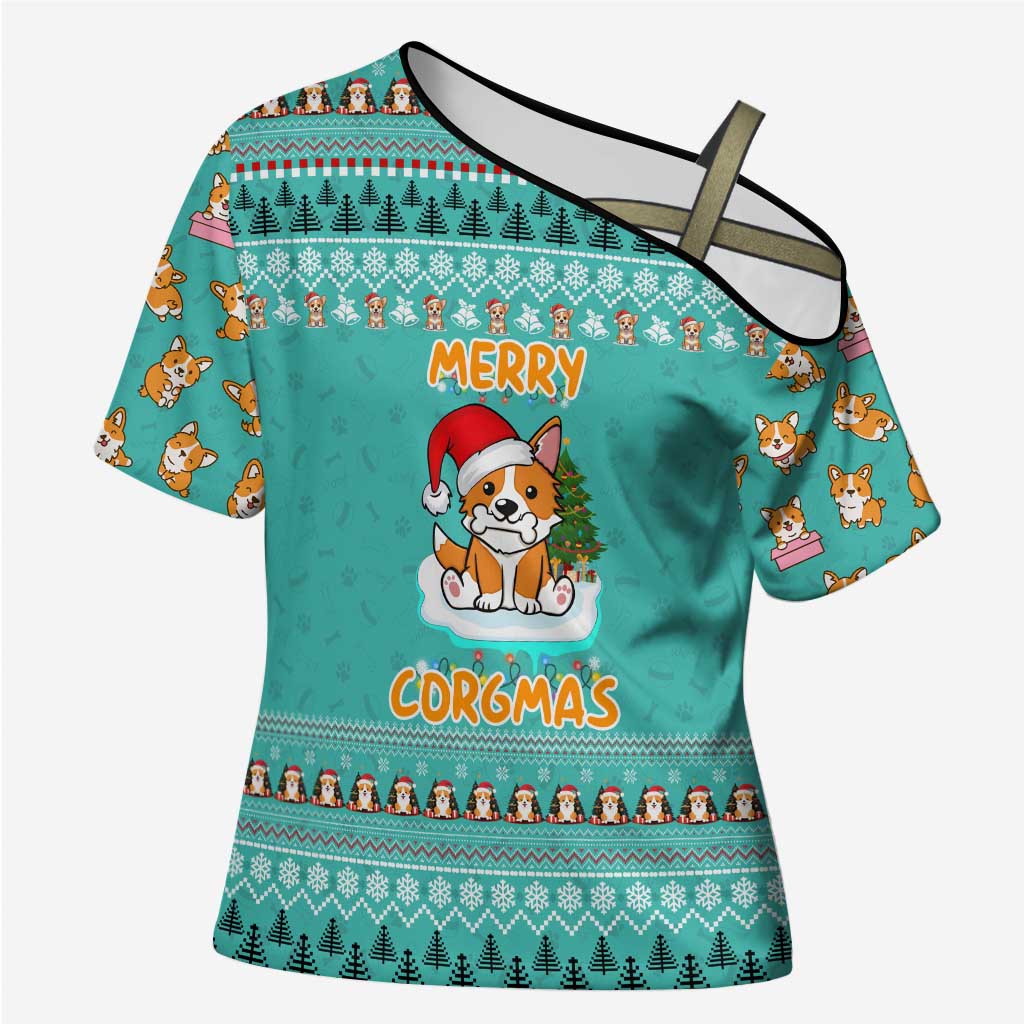 Funny Dog Merry Corgmas Christmas Cross Shoulder Shirt Xmas Holiday Patterns - Wonder Print Shop