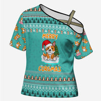 Funny Dog Merry Corgmas Christmas Cross Shoulder Shirt Xmas Holiday Patterns - Wonder Print Shop