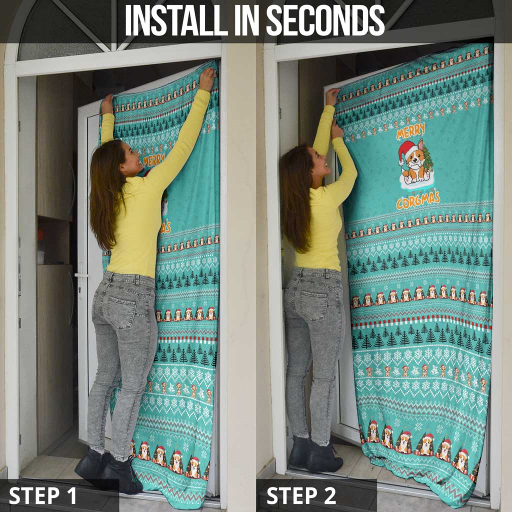 Funny Dog Merry Corgmas Christmas Door Cover Xmas Holiday Patterns - Wonder Print Shop