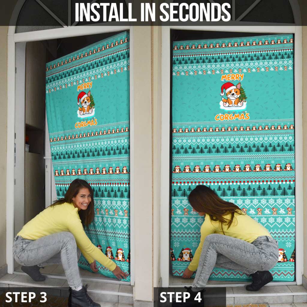 Funny Dog Merry Corgmas Christmas Door Cover Xmas Holiday Patterns - Wonder Print Shop