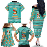 Funny Dog Merry Corgmas Christmas Family Matching Off The Shoulder Long Sleeve Dress and Hawaiian Shirt Xmas Holiday Patterns - Wonder Print Shop