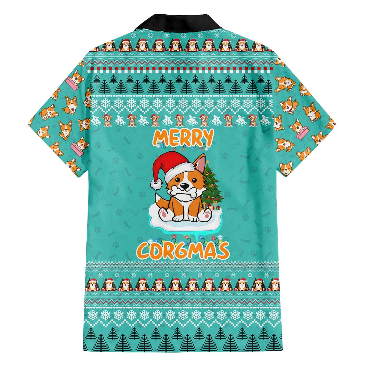Funny Dog Merry Corgmas Christmas Family Matching Off The Shoulder Long Sleeve Dress and Hawaiian Shirt Xmas Holiday Patterns - Wonder Print Shop