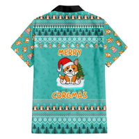 Funny Dog Merry Corgmas Christmas Family Matching Off The Shoulder Long Sleeve Dress and Hawaiian Shirt Xmas Holiday Patterns - Wonder Print Shop