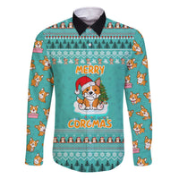 Funny Dog Merry Corgmas Christmas Family Matching Off The Shoulder Long Sleeve Dress and Hawaiian Shirt Xmas Holiday Patterns - Wonder Print Shop