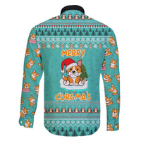 Funny Dog Merry Corgmas Christmas Family Matching Off The Shoulder Long Sleeve Dress and Hawaiian Shirt Xmas Holiday Patterns - Wonder Print Shop