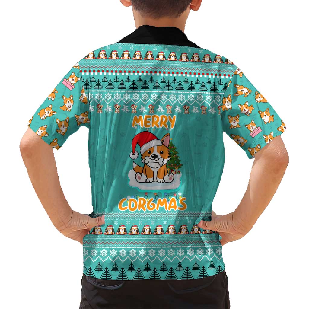 Funny Dog Merry Corgmas Christmas Family Matching Off Shoulder Maxi Dress and Hawaiian Shirt Xmas Holiday Patterns - Wonder Print Shop