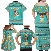 Funny Dog Merry Corgmas Christmas Family Matching Off Shoulder Maxi Dress and Hawaiian Shirt Xmas Holiday Patterns - Wonder Print Shop