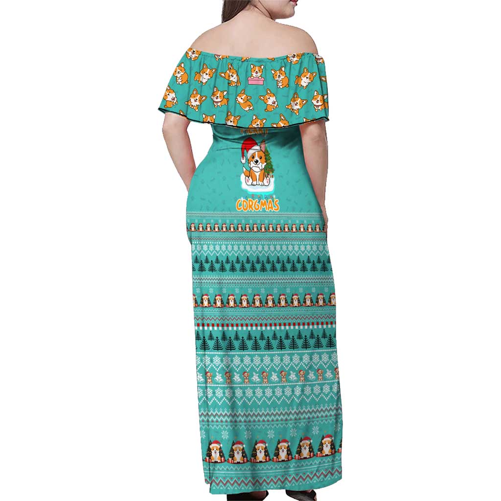 Funny Dog Merry Corgmas Christmas Family Matching Off Shoulder Maxi Dress and Hawaiian Shirt Xmas Holiday Patterns - Wonder Print Shop