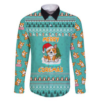 Funny Dog Merry Corgmas Christmas Family Matching Off Shoulder Short Dress and Hawaiian Shirt Xmas Holiday Patterns - Wonder Print Shop
