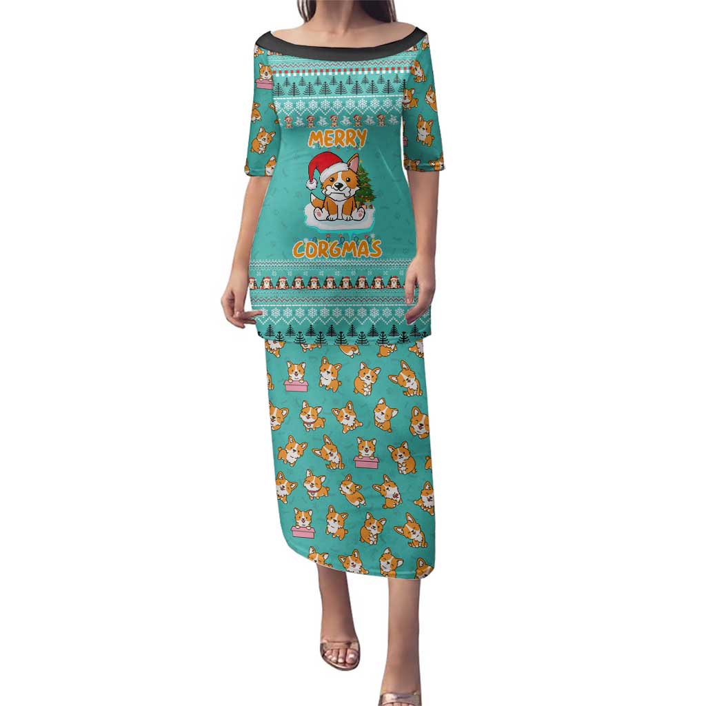 Funny Dog Merry Corgmas Christmas Family Matching Puletasi and Hawaiian Shirt Xmas Holiday Patterns - Wonder Print Shop