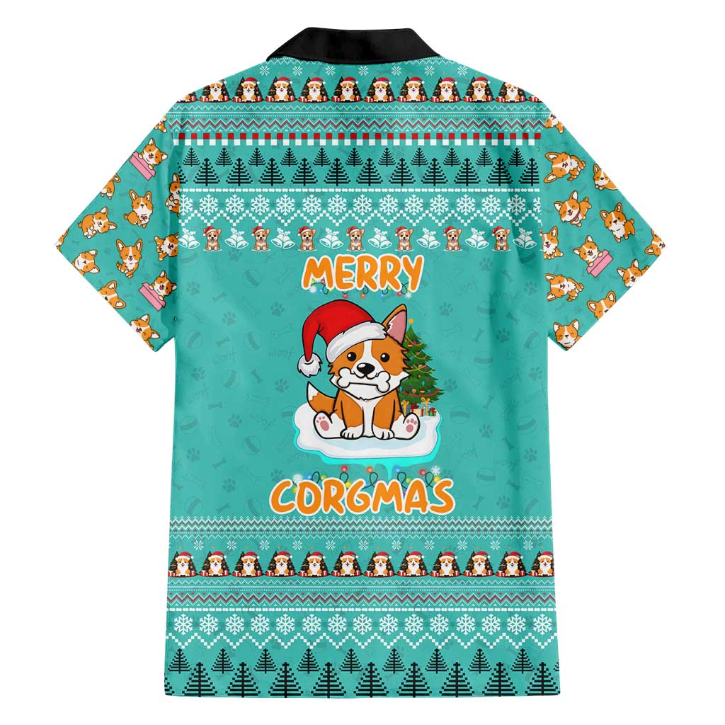 Funny Dog Merry Corgmas Christmas Family Matching Short Sleeve Bodycon Dress and Hawaiian Shirt Xmas Holiday Patterns - Wonder Print Shop