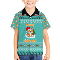 Funny Dog Merry Corgmas Christmas Family Matching Short Sleeve Bodycon Dress and Hawaiian Shirt Xmas Holiday Patterns - Wonder Print Shop