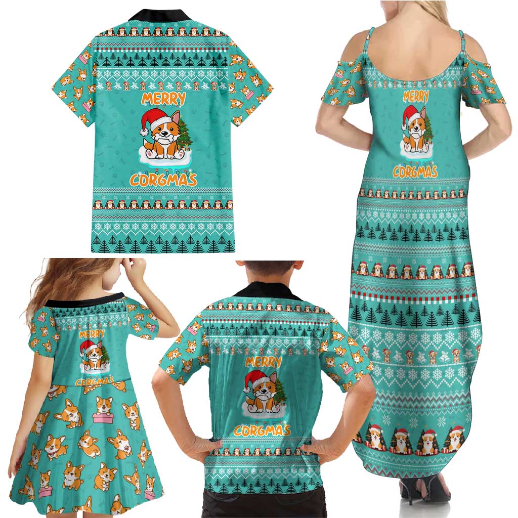 Funny Dog Merry Corgmas Christmas Family Matching Summer Maxi Dress and Hawaiian Shirt Xmas Holiday Patterns - Wonder Print Shop