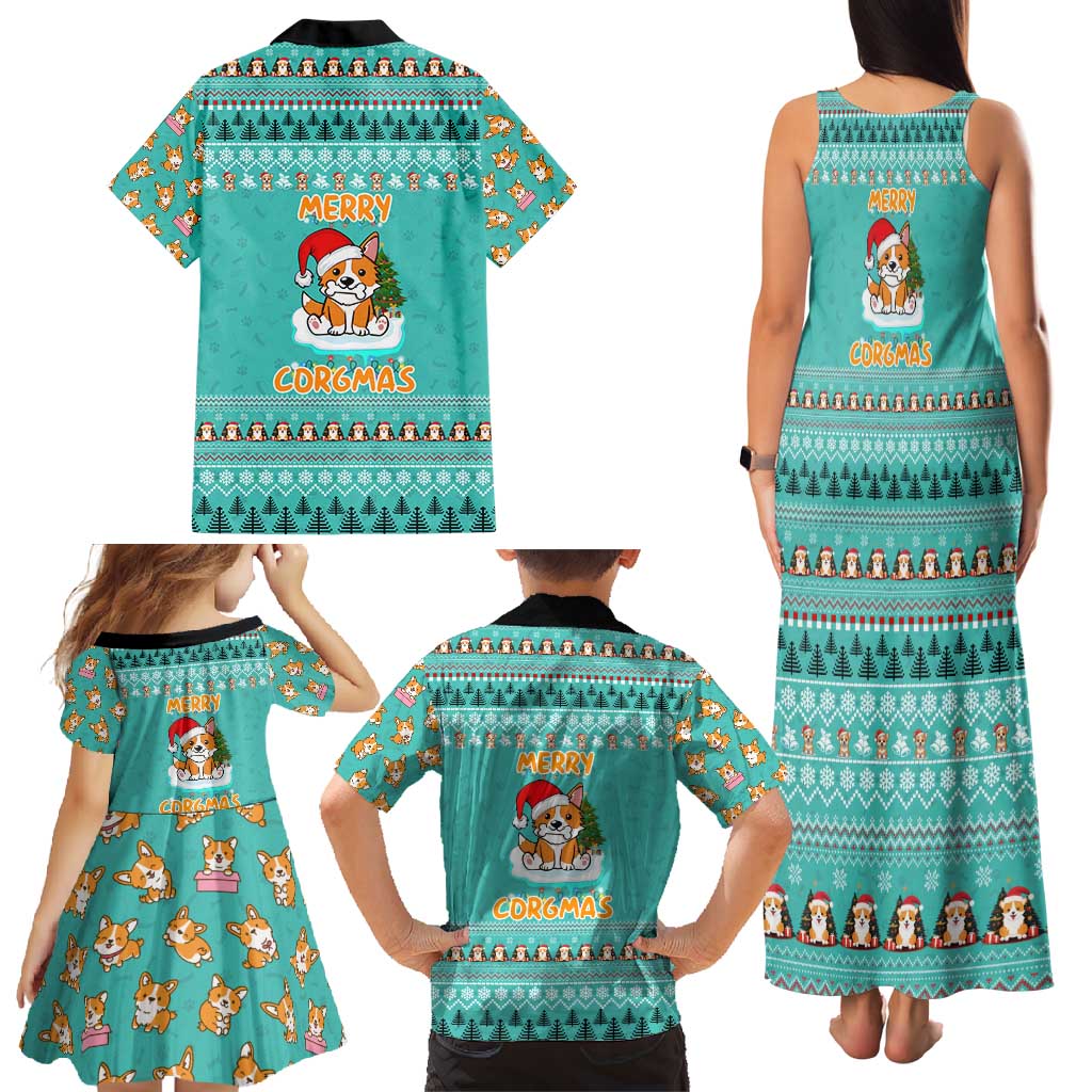Funny Dog Merry Corgmas Christmas Family Matching Tank Maxi Dress and Hawaiian Shirt Xmas Holiday Patterns - Wonder Print Shop