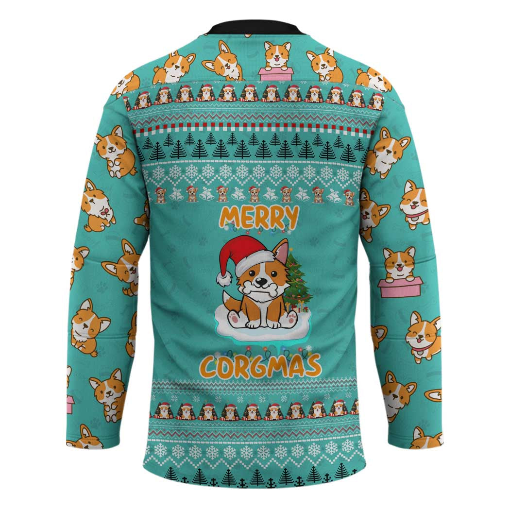 Funny Dog Merry Corgmas Christmas Hockey Jersey Xmas Holiday Patterns - Wonder Print Shop