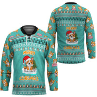 Funny Dog Merry Corgmas Christmas Hockey Jersey Xmas Holiday Patterns - Wonder Print Shop