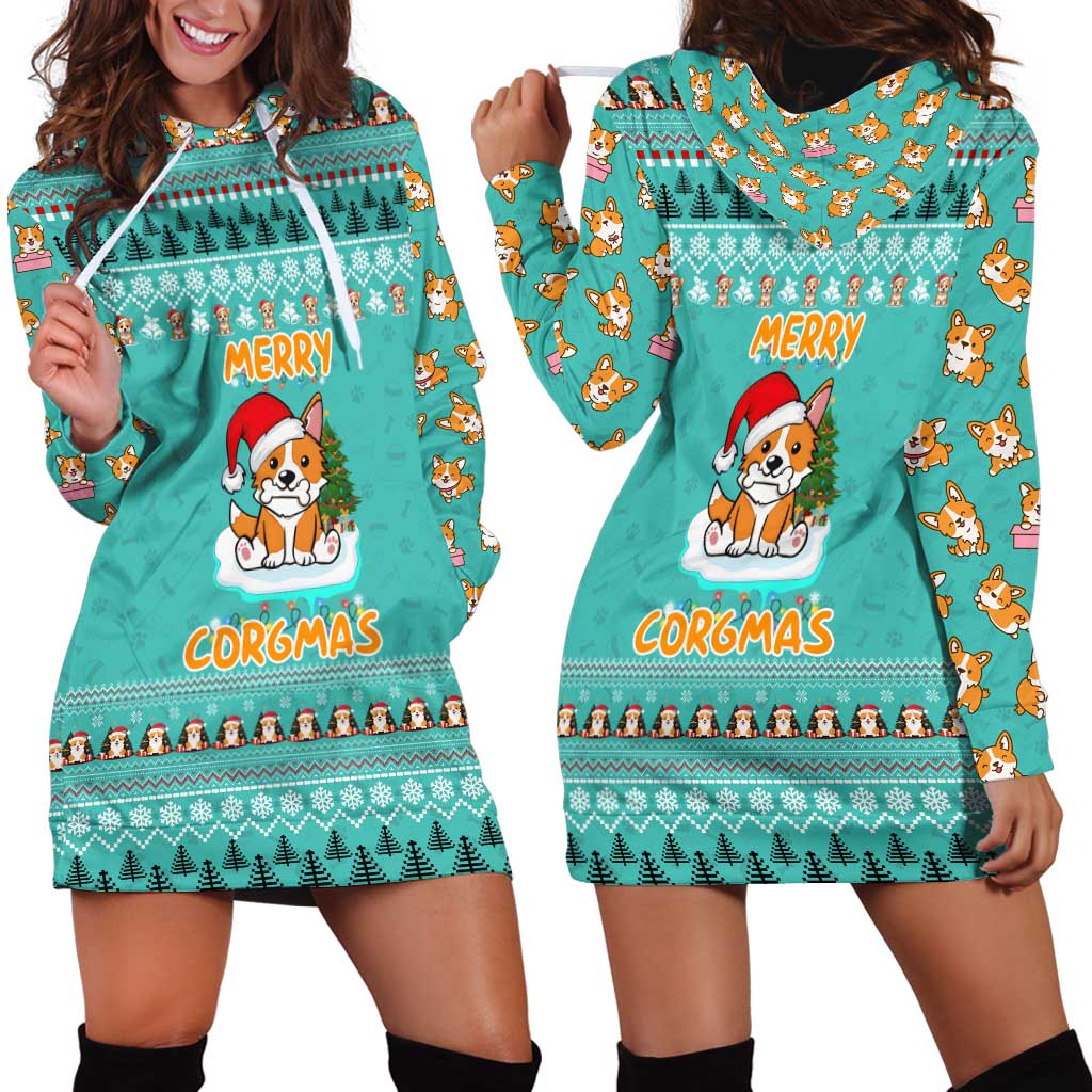 Funny Dog Merry Corgmas Christmas Hoodie Dress Xmas Holiday Patterns - Wonder Print Shop