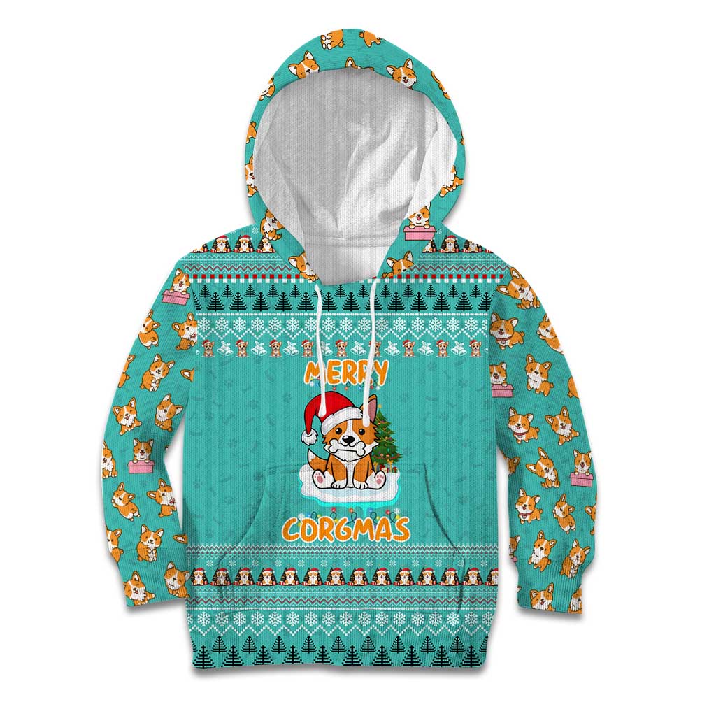 Funny Dog Merry Corgmas Christmas Kid Hoodie Xmas Holiday Patterns - Wonder Print Shop