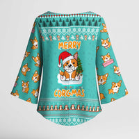 Funny Dog Merry Corgmas Christmas Kimono Sleeve Blouse Xmas Holiday Patterns - Wonder Print Shop