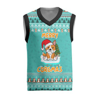 Funny Dog Merry Corgmas Christmas Knitted V-Neck Vest Xmas Holiday Patterns - Wonder Print Shop