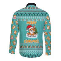 Funny Dog Merry Corgmas Christmas Long Sleeve Button Shirt Xmas Holiday Patterns - Wonder Print Shop