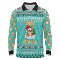 Funny Dog Merry Corgmas Christmas Long Sleeve Polo Shirt Xmas Holiday Patterns - Wonder Print Shop