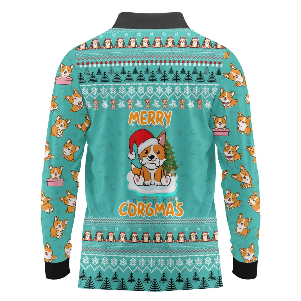 Funny Dog Merry Corgmas Christmas Long Sleeve Polo Shirt Xmas Holiday Patterns - Wonder Print Shop