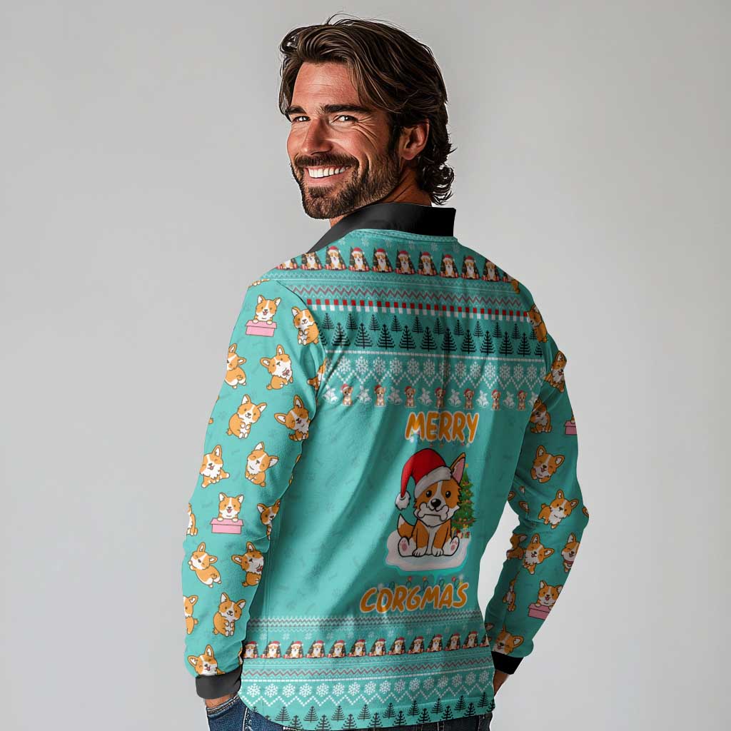 Funny Dog Merry Corgmas Christmas Long Sleeve Polo Shirt Xmas Holiday Patterns - Wonder Print Shop