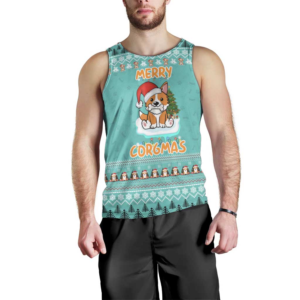 Funny Dog Merry Corgmas Christmas Men Tank Top Xmas Holiday Patterns - Wonder Print Shop