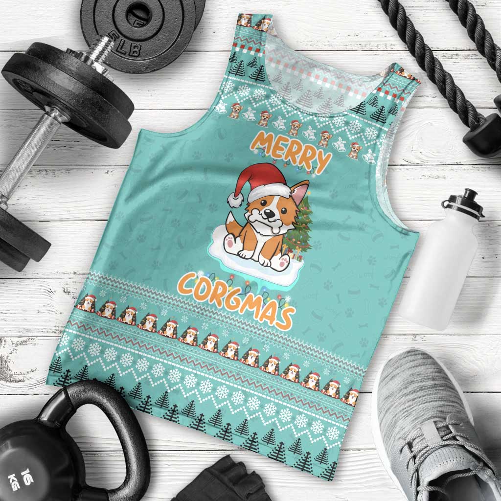 Funny Dog Merry Corgmas Christmas Men Tank Top Xmas Holiday Patterns - Wonder Print Shop