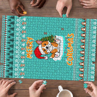 Funny Dog Merry Corgmas Christmas Puzzle Xmas Holiday Patterns - Wonder Print Shop
