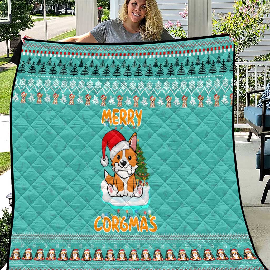 Funny Dog Merry Corgmas Christmas Quilt Xmas Holiday Patterns - Wonder Print Shop