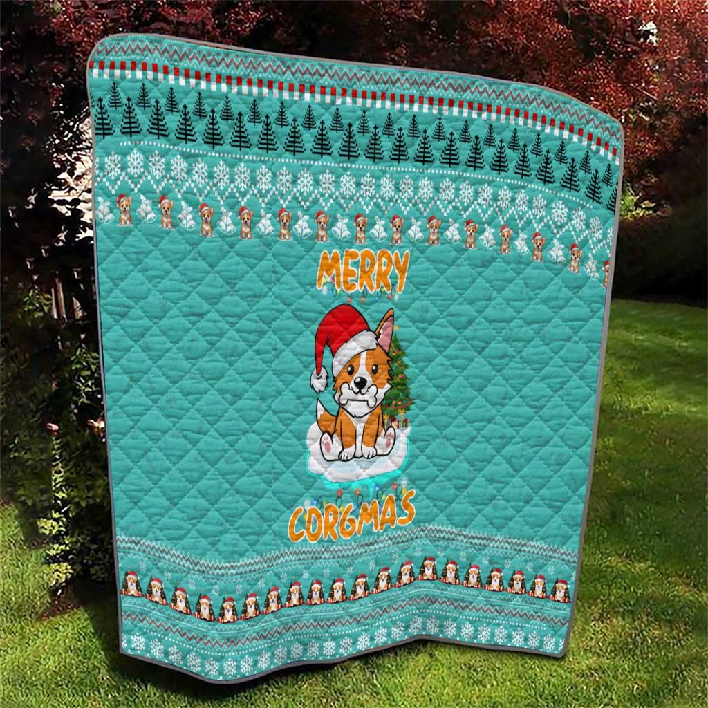Funny Dog Merry Corgmas Christmas Quilt Xmas Holiday Patterns - Wonder Print Shop