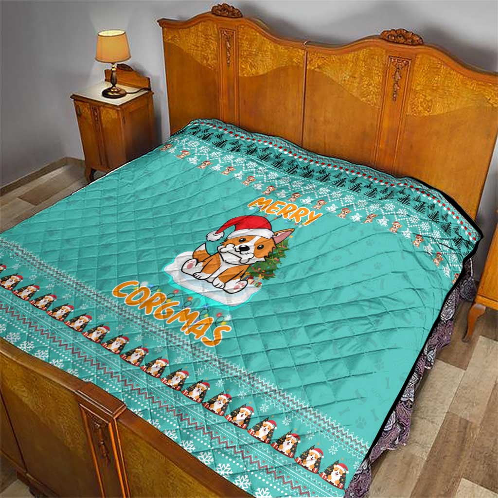 Funny Dog Merry Corgmas Christmas Quilt Xmas Holiday Patterns - Wonder Print Shop