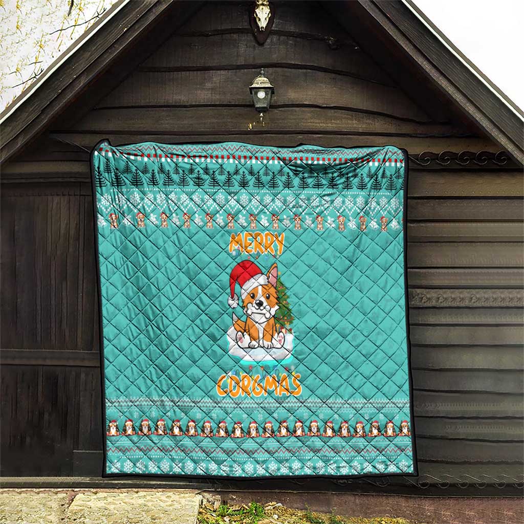 Funny Dog Merry Corgmas Christmas Quilt Xmas Holiday Patterns - Wonder Print Shop