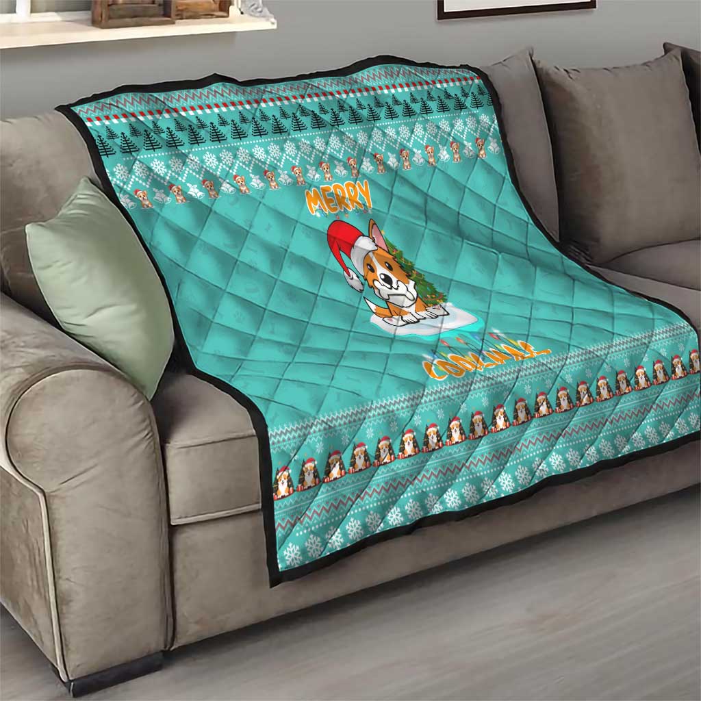 Funny Dog Merry Corgmas Christmas Quilt Xmas Holiday Patterns - Wonder Print Shop