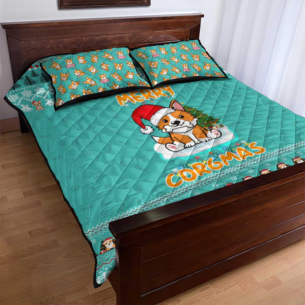 Funny Dog Merry Corgmas Christmas Quilt Bed Set Xmas Holiday Patterns - Wonder Print Shop